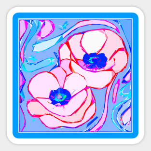 Colorful Layered Abstract of Red Poppies (MD23Mrl018b) Sticker